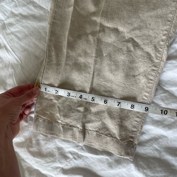 L.L. Bean Classic Fit 100% linen beige elastic tie waist pants | 18 - Picture 13 of 13